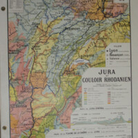 Les régions naturelles de la France. Carte murale n° 5 et n° 5bis. Jura et couloir rhodanien. carte physique et économique.
