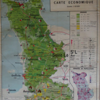 La Manche, carte murale, physique et économique, échelle 1/137.500
